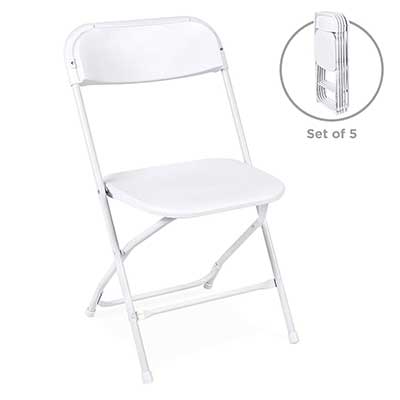 BCP Commercial White Plastic Folding Chairs Stackable Event Chairs
