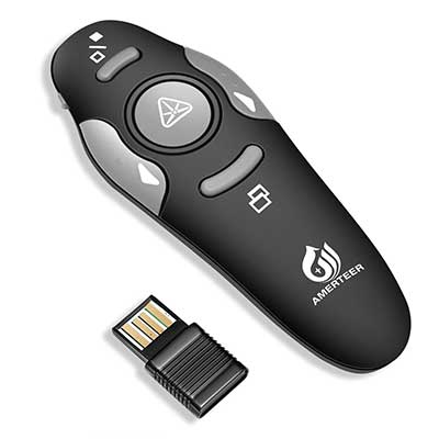 AMERTEER PPT Controller Presentation Remote Control Laser Pointer USB Mouse