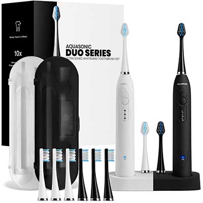 AquaSonic DUO - Dual Handle Ultra Whitening Rechargeable Electric Toothbrush with Wireless Charging