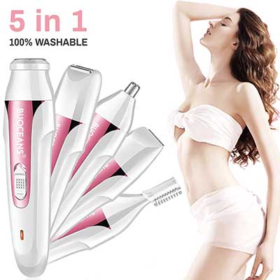 BUOCEANS Rechargeable Epilator with 4 Different Razor Head Women Electric Shaver