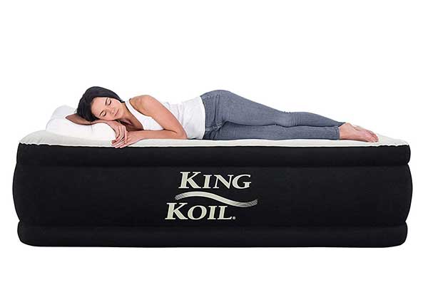 King Koil Double Elevated Twin Air Mattress with Built-in Pump