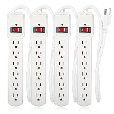 Maxxima 6 Outlet Power Strip Surge Protector 300 Joules