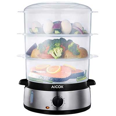 Aicok Food Steamer, 9.5 Quart Vegetable 3 Tiers Steamer