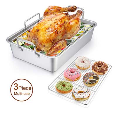 Roasting Pan with Rack, P&P CHEF 14-Inch