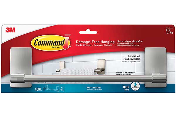 Command 9-Inches Hand Towel Bar, 3 lbs. Capacity